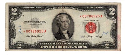 STATI UNITI AMERICANI USA banconota $2 dollari 1953 * A STAR DEL SIGILLO ROSS... - Immagine 1 di 2