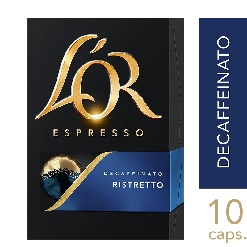 L'OR ESPRESSO 100 Capsule Alluminio L'OR RISTRETTO DECAFFEINATO Nespresso Intensità 9 LOR DEK