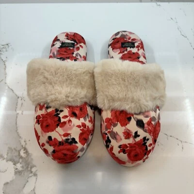 Zapatillas para mujer Victoria's Secret pequeñas 5/6 estampado floral rojo y crema Foto 1 de 4