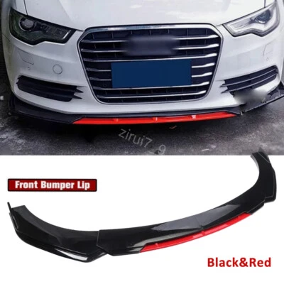 For Audi A6 C7 2012 -2024 Front Bumper Lip Spoiler Splitter Boby Kit Black&Red Foto 1 de 4