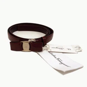 Salvatore Ferragamo Bordeaux Patent Leather Women Belt Size XL - Picture 1 of 9