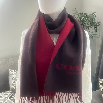 NWT COACH Wool & Cashmere Signature  Scarf Oxblood/1941 Red  76053 muffler - Image 1 of 4
