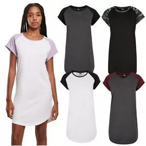 Urban Classics Ladies Contrast Raglan T-Shirt Dress Short Tshirtkleid Regular - Picture 1 of 41