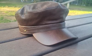 Plain Genune Cowhide Leather  Army Cap / Leder Kappe / Unique Model  - Imagen 1 de 4
