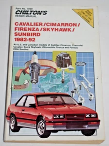 Manual de reparación de pájaros solares Chilton's 1982-92 Cavalier Cimarron Firenza Skyhawk #7059 - Imagen 1 de 6