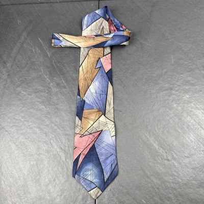 J T Beckett Abstract Triangles Mens Tie 100% Silk 59 x 3.5 Necktie - Image 1 of 4