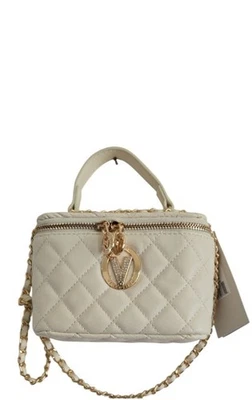 Bolso Bandolera Valentino Orlandi Acolchado Cuero Vegano Tocador Hueso Blanco Dorado Nuevo con Etiquetas Foto 1 de 4