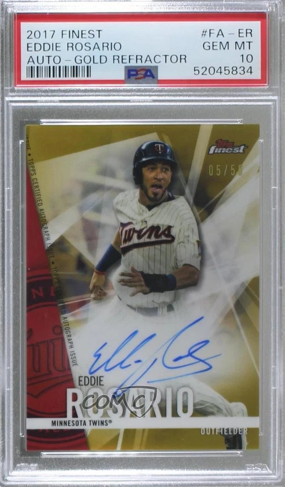 2017 Topps Finest Gold Refractor /50 Eddie Rosario #FA-ER PSA 10 GEM MT Auto - Image 1 of 2