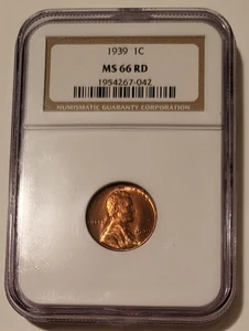 1939 Lincoln Wheat Cent MS66 RED NGC - Picture 1 of 4