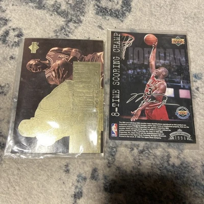 1996 UPPER DECK AUTHENTICATED MICHAEL JORDAN 8-TIME SCORING CHAMP + JC16 card - Image 1 of 2