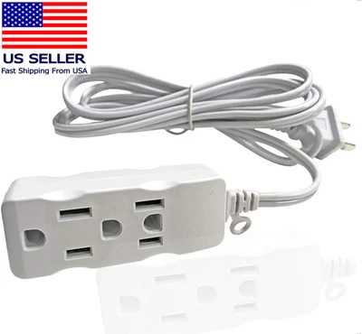 Multi Plug Extender Box,3 Outlet Surge 2 Prong Flat Pin Socket Power Strip,3Ft,6 - Image 1 of 4