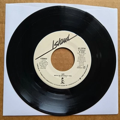 U2 With Or Without You POP ROCK Island 45 7" Record Vinyl Records - Image 1 of 2