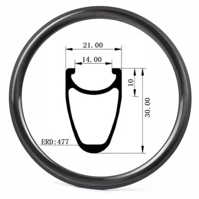 24英寸碳纤维自行车轮辋V盘式制动钳车轮21毫米宽16-36孔 — 第 1/4 张图片