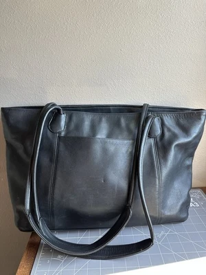 Extra Large Black Leather Coach Tote - Image 1 of 4