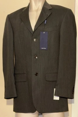 NUEVO CON ETIQUETAS Nautica Spinnaker Gris Carbón Lana Traje Chaqueta y Pantalones Talla 38 R Cintura 32” Foto 1 de 4