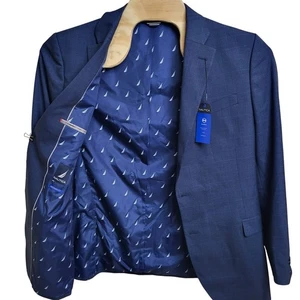 Blazer Abrigo Deportivo Doble Ventilación Nautica 44L Azul Marino A Cuadros Ajuste Moderno Bi-Elástico Nuevo con Etiquetas - Imagen 1 de 15