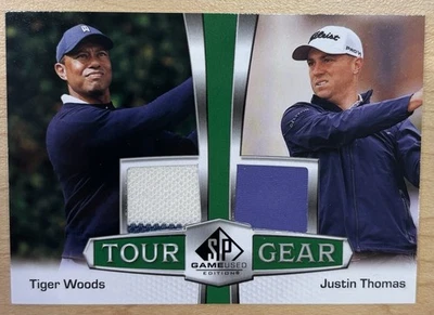 2024 SP Game Used Tour Gear Tiger Woods 2 COLOR  Justin Thomas USED RELICS - Image 1 of 2