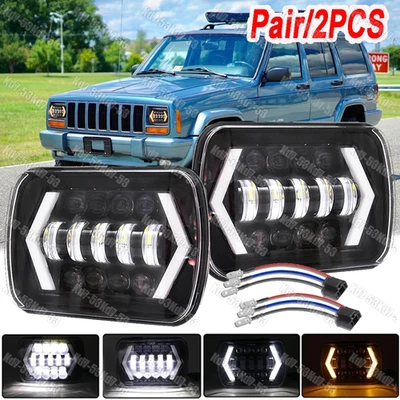 Faróis de LED 5x7 7x6" Hi-lo para Jeep Wrangler YJ Cherokee XJ caminhão mais novo A++ - Imagem 1 de 4