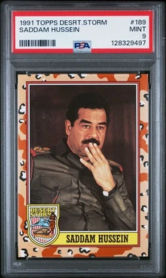 1991 Topps Desert Storm 3rd Series - #189 Saddam Hussein Rookie Card - PSA 9 - Image 1 of 2