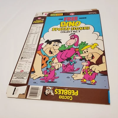 Post Cocoa Pebbles Cereal Box Flintstones Hanna Barbera 1989 1993 Dino Figure 05 - Image 1 of 4