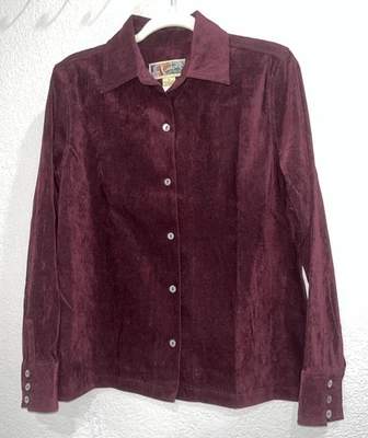 Blusa Top La Cabana Talla MEDIANA Púrpura Abotonada Mangas Largas Cuello Playa Foto 1 de 4