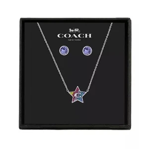 Juego de collar y aretes COACH Star de cristal de Swarovski, extensor de 16" + 2" - Imagen 1 de 6
