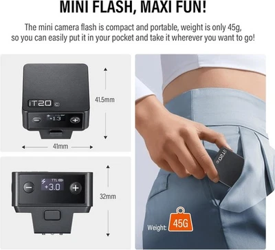 Godox iT20 Mini Camera Flash Speedlite Light Black for Canon Nikon Sony Fujifilm - Image 1 of 4