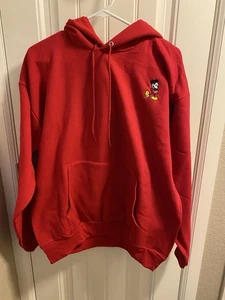 Disney Store Hanes L Hoodie Sweatshirt Red Mickey Mouse Large Pullover NWOT Lg - Picture 1 of 7
