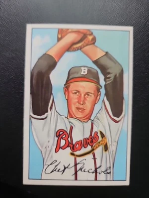 1952 Bowman Set-Break #120 Chet Nichols NR-MINT Boston Braves Nice Card  - Image 1 of 4