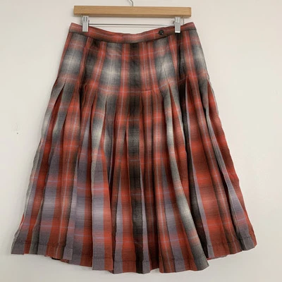 Falda midi plisada a cuadros roja gris reversible de lana 8 Pendleton vintage Y2K para mujer Foto 1 de 4