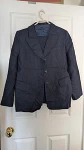 Ladies Marilyn Anselm Design For Hobbs blue linen Trousers Suit Size 12 1990s - Picture 1 of 16