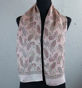 Vintage 1980s Echo Club 7 Silk Scarf Semi Sheer Paisley Pale Pink Blue READ - Picture 1 of 4