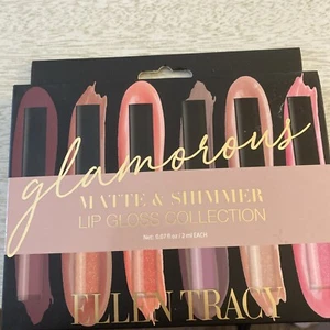 ELLEN TRACY GLAMOROUS LIP GLOSS COLLECTION 6 BEAUTIFUL MATTE & SHIMMER SHADES - Picture 1 of 5