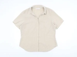 BHS Womens Beige Striped Polyester Basic Button-Up Size 18 Collared - Picture 1 of 10