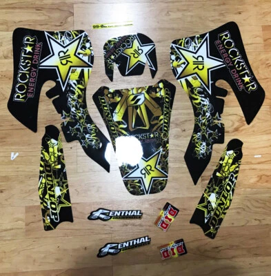 KIT DE GRÁFICOS 1999 2000 2002 KAWASAKI KX 125 250 KX250 KX125 CALCOMANÍAS DORADAS ROCKSTAR Foto 1 de 3