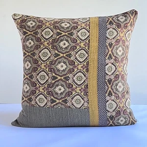 Handmade Kantha Pillow cover 22x22 Inches Design D - Picture 1 of 9