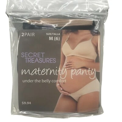 Pack de 2 bragas de maternidad Secret Treasures para mujer talla mediana 6 comodidad debajo del vientre Foto 1 de 4