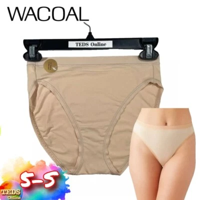 Nuevo sin etiquetas Paquete de 1 Ropa Interior Wacoal Para Mujer 5-S Algodón Subestimado Corte Alto 879362 Arena Foto 1 de 4