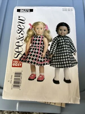 Butterick See & Sew B6275 Gathered Dress, Coat & Bonnet for 18" Dolls - Image 1 of 4