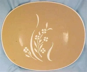Harker Springtime Platter Tan White Flowers Serving Retro Vintage Harkerware - Picture 1 of 4
