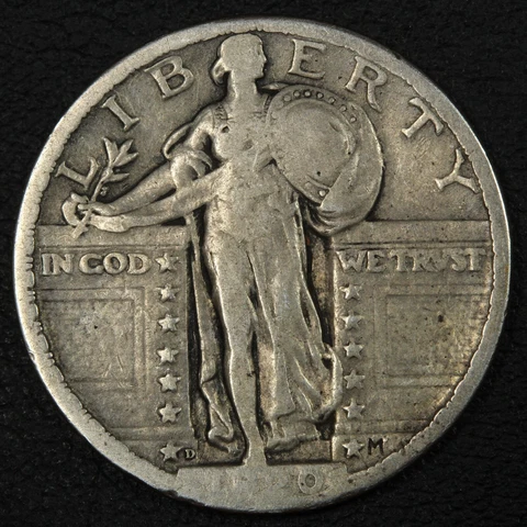 1920 D Standing Liberty Silver Quarter - Cleaned Cover