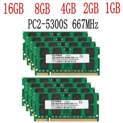 Elpida 16GB 8GB 4GB 2GB DDR2 667MHz PC2-5300S 200Pin Laptop Memory SDRAM LOT AB - Image 1 of 4