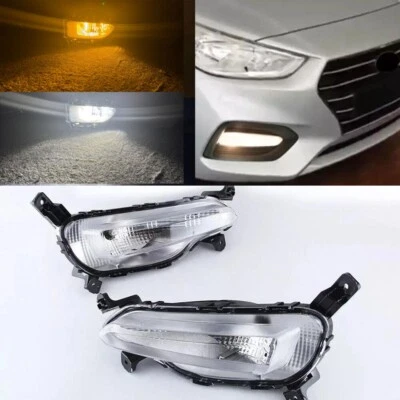 Двойная светодиодная желтая передняя противотуманная фара указатель поворота белый дневной свет для Hyundai Accent 2018-2020 - Изображение 1 из 4