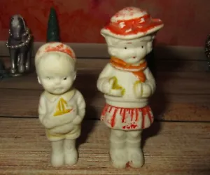 Vecchio set ceramica giapponese vintage ragazzo e ragazza barca a vela - Foto 1 di 3