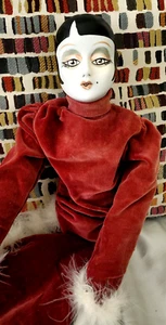 VTG ART DECO STYLE, EXOTIC DIVA FLAPPER LADY - 26" PORCELAIN BISQUE BOUDOIR DOLL - Picture 1 of 17