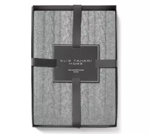 Tahari Pure Cashmere Knit Throw Blanket by Elie Tahari 50”x60” Gift Box NIB$250 - Picture 1 of 13