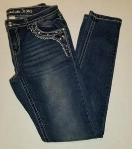 Justice Girls 14 1/2 Super Skinny Jean Embellished Simply Low Stretch Denim 3824 - Picture 1 of 8