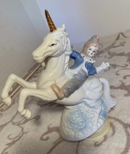 Vintage White Unicorn porcelain Rotating Musical Figurine