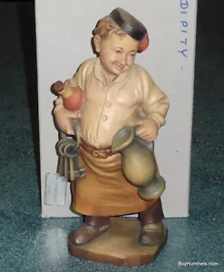 Statuina Anri Locandiera 10" Legno Intagliato Made In Italy Firmata Con Scatola RARA REGALO - Foto 1 di 11