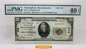 1929 $20 Framingham, Massachusetts NB CH#528 PMG 40 EPQ, Fr#1802-1- #C44619 - Picture 1 of 2